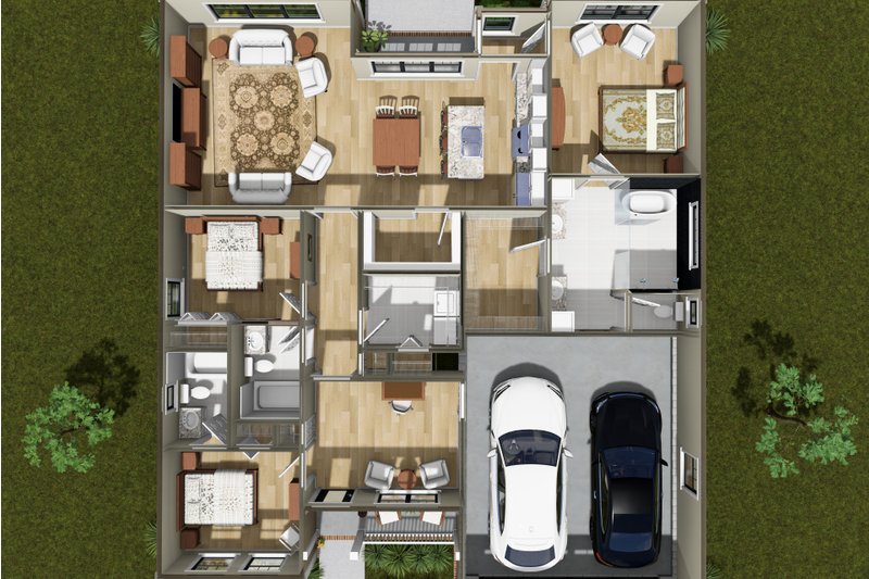 Home Plan - Floor Plan - Main Floor 1 for Cottage House Plan #513-2489 - 3 bed, 3 bath
