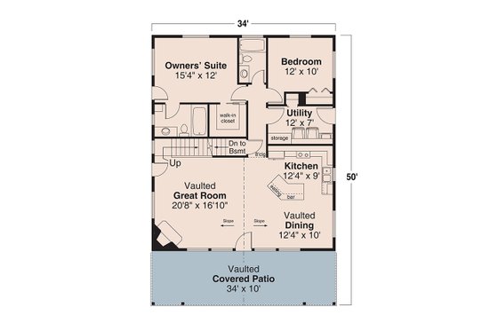 Floor Plan - Other Floor for Bungalow House Plan #124-1345 - 2 bed, 2 bath