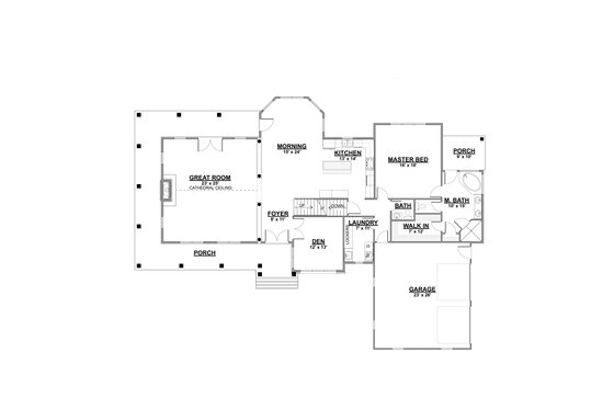 Floor Plan - Main Floor for Cottage House Plan #1064-67 - 4 bed, 2.5 bath