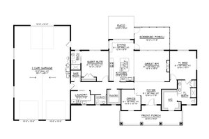 Floor Plan - Main Floor for Ranch House Plan #1064-358 - 2 bed, 2.5 bath
