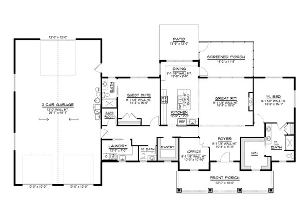 Ranch Floor Plan - Main Floor Plan #1064-358