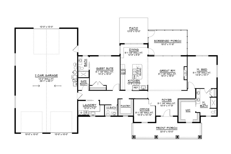 Home Plan - Floor Plan - Main Floor for Ranch House Plan #1064-358 - 2 bed, 2.5 bath