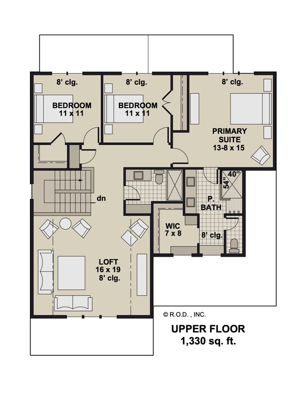 Architectural House Design - Craftsman Floor Plan - Upper Floor Plan #51-1356