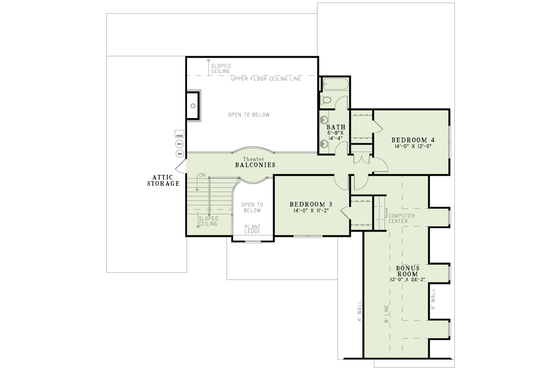Floor Plan - Upper Floor for European House Plan #17-2144 - 4 bed, 3 bath
