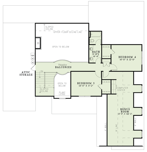 European Floor Plan - Upper Floor Plan #17-2144