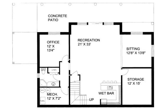 Floor Plan - Lower Floor for Craftsman House Plan #117-689 - 3 bed, 2.5 bath