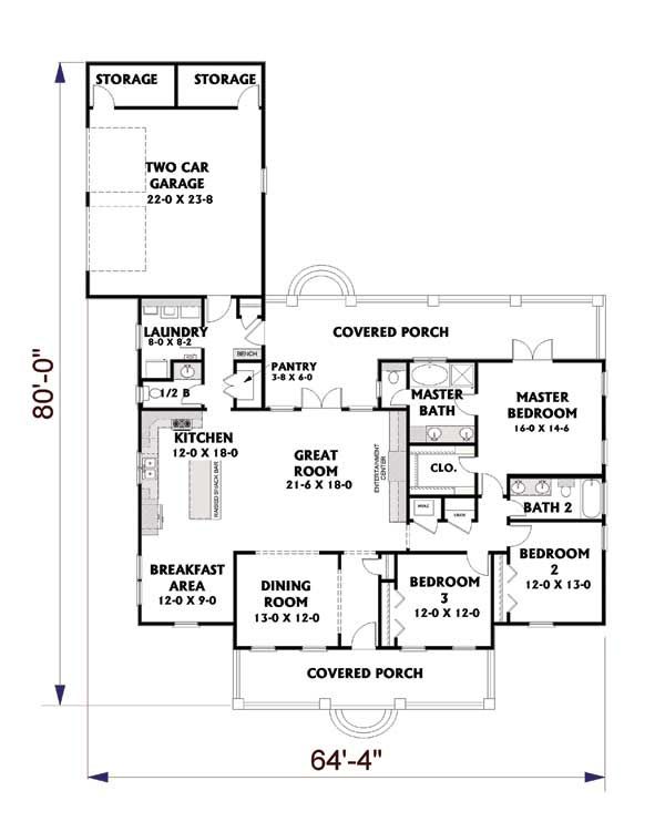 Traditional Floor Plan - Main Floor Plan #44-190