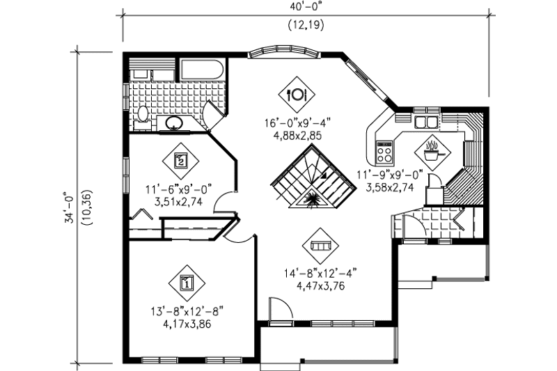 Dream House Plan - Floor Plan - Main Floor for Ranch House Plan #25-1087 - 4 bed, 1 bath