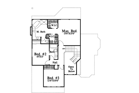 Floor Plan - Upper Floor for Traditional House Plan #78-194 - 3 bed, 2.5 bath