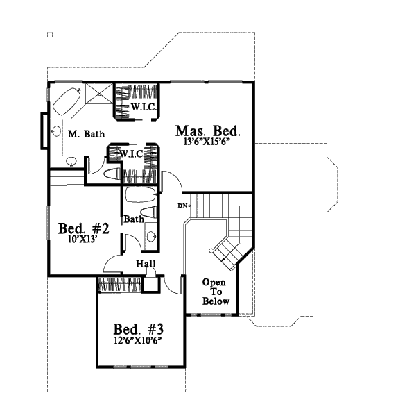 Floor Plan - Upper Floor for Traditional House Plan #78-194 - 3 bed, 2.5 bath