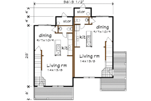 Floor Plan - Main Floor for Craftsman House Plan #79-237 - 2 bed, 1.5 bath