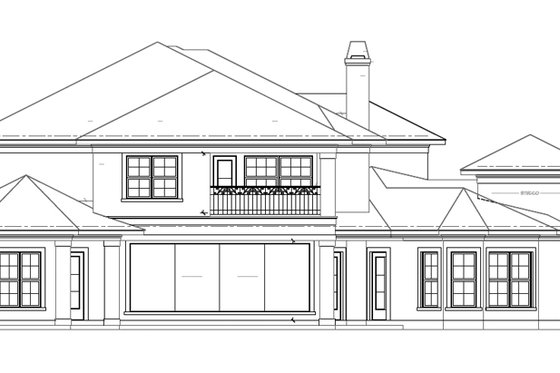 Exterior - Rear Elevation for European House Plan #411-499 - 4 bed, 4.5 bath