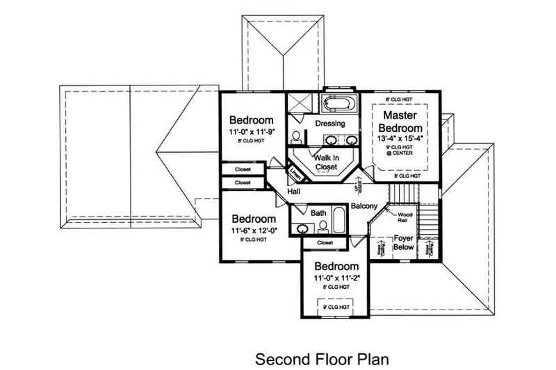 Architectural House Design - Floor Plan - Upper Floor for Traditional House Plan #46-491 - 4 bed, 2.5 bath