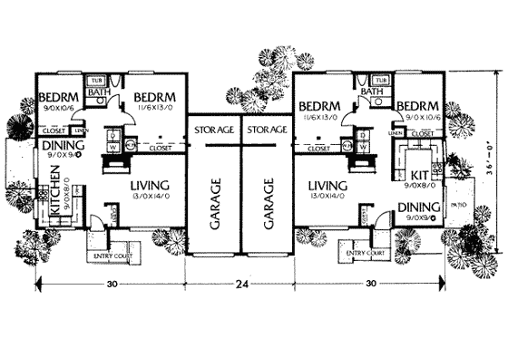 Floor Plan - Main Floor for Modern House Plan #303-244 - 2 bed, 1 bath