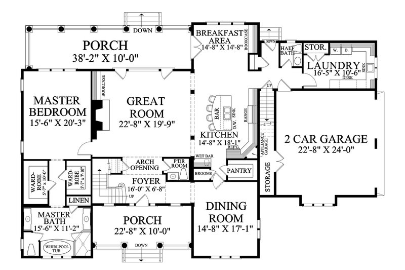 House Blueprint - Floor Plan - Main Floor for Country House Plan #137-280 - 4 bed, 4.5 bath