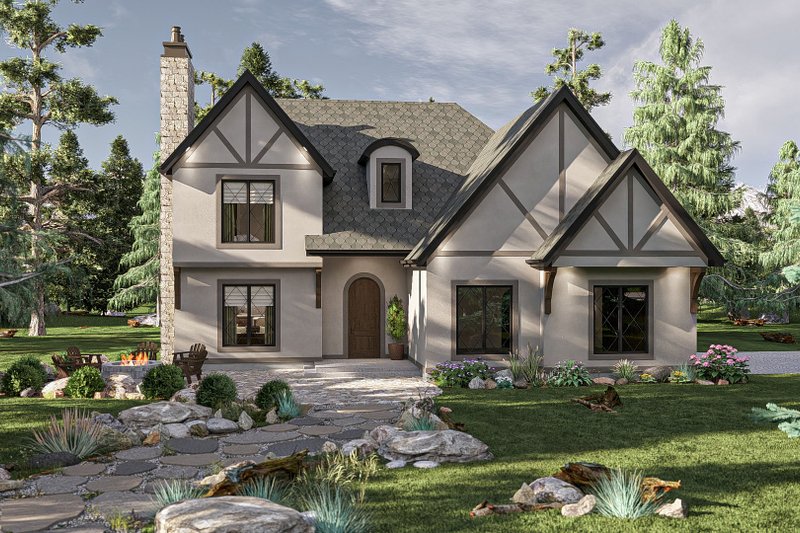 Dream House Plan - Tudor Exterior - Front Elevation Plan #455-368