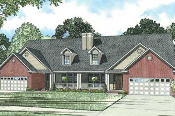 Exterior - Front Elevation for Traditional House Plan #17-2027 - 3 bed, 3 bath