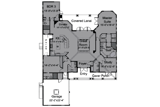 Floor Plan - Main Floor for European House Plan #115-135 - 3 bed, 4 bath