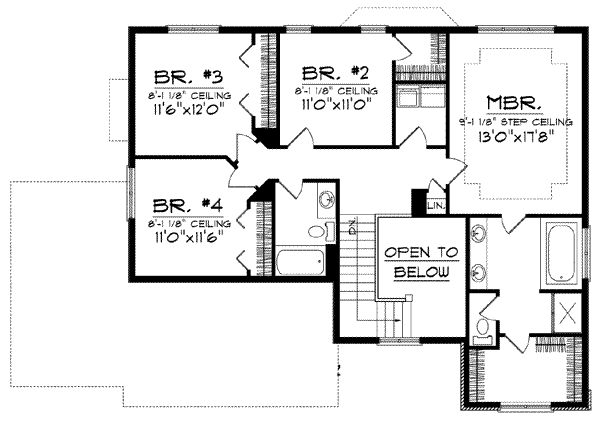 Dream House Plan - Traditional Floor Plan - Upper Floor Plan #70-840