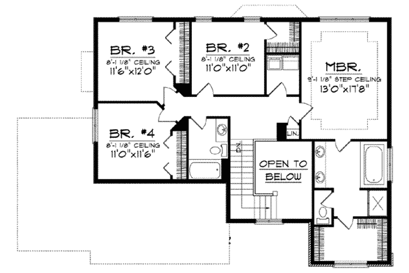 Home Plan - Floor Plan - Upper Floor for Traditional House Plan #70-840 - 4 bed, 2.5 bath