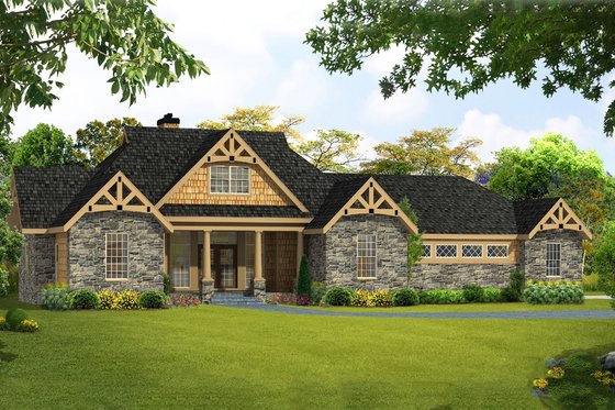 Exterior - Front Elevation for Craftsman House Plan #456-28 - 3 bed, 2.5 bath