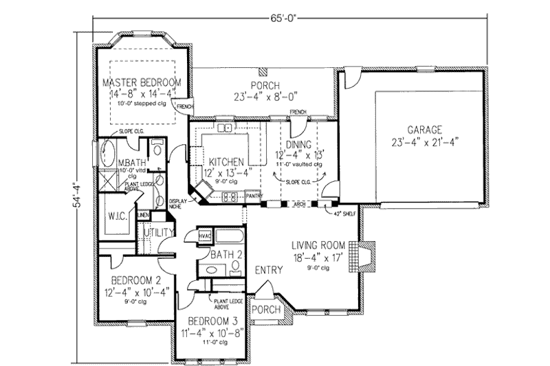 Home Plan - Floor Plan - Main Floor for European House Plan #410-326 - 3 bed, 2 bath