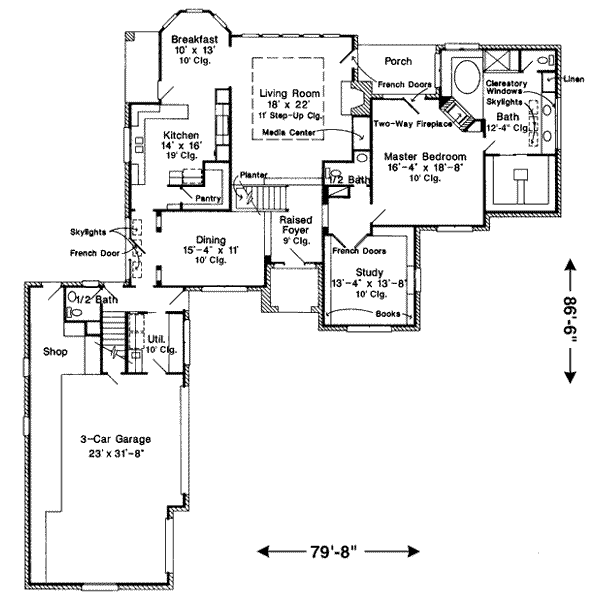 House Plan Design - European Floor Plan - Main Floor Plan #410-398
