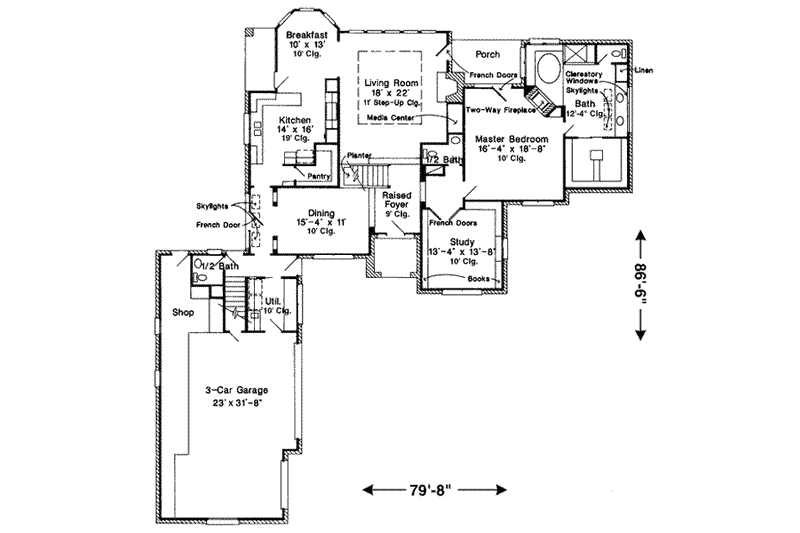 House Blueprint - Floor Plan - Main Floor for European House Plan #410-398 - 5 bed, 5.5 bath