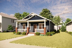 House Blueprint - Exterior - Front Elevation for Bungalow House Plan #936-32 - 3 bed, 2 bath