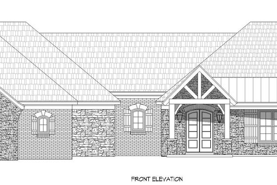 Exterior - Front Elevation 3 for Southern House Plan #932-812 - 3 bed, 2.5 bath