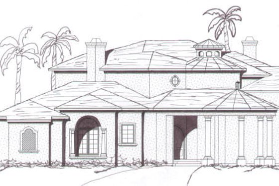 Exterior - Front Elevation for Mediterranean House Plan #141-206 - 3 bed, 4.5 bath