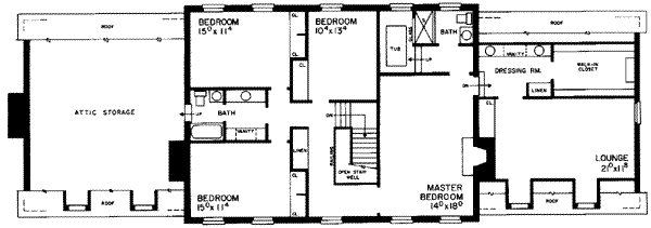 Southern Floor Plan - Upper Floor Plan #72-189