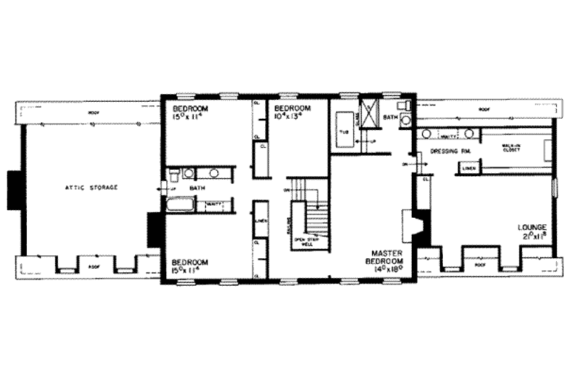 Home Plan - Floor Plan - Upper Floor for Southern House Plan #72-189 - 4 bed, 2.5 bath