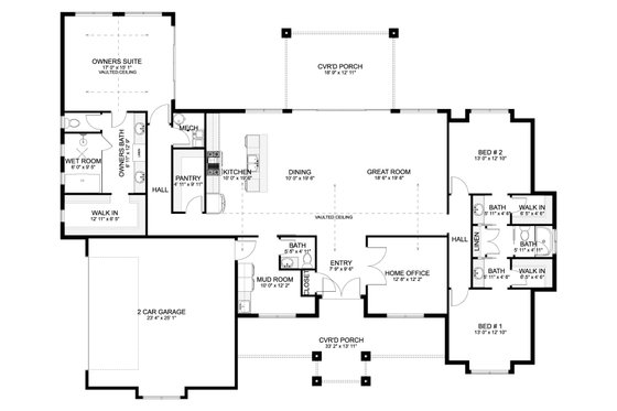 Floor Plan - Main Floor for Farmhouse House Plan #1060-169 - 3 bed, 2.5 bath