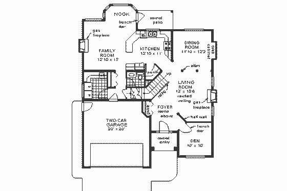Floor Plan - Main Floor for European House Plan #18-243 - 3 bed, 2.5 bath
