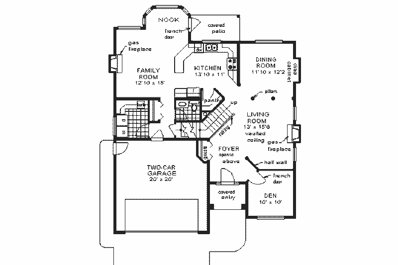 Architectural House Design - Floor Plan - Main Floor for European House Plan #18-243 - 3 bed, 2.5 bath