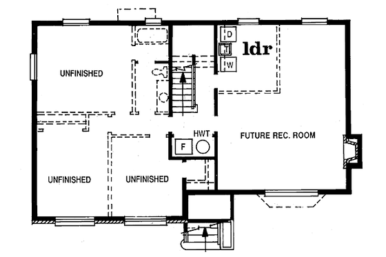 Floor Plan - Lower Floor for Ranch House Plan #47-242 - 3 bed, 2 bath
