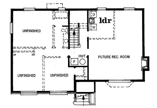 Ranch Floor Plan - Lower Floor Plan #47-242