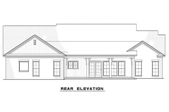 Country designed Farm style house, rear elevation