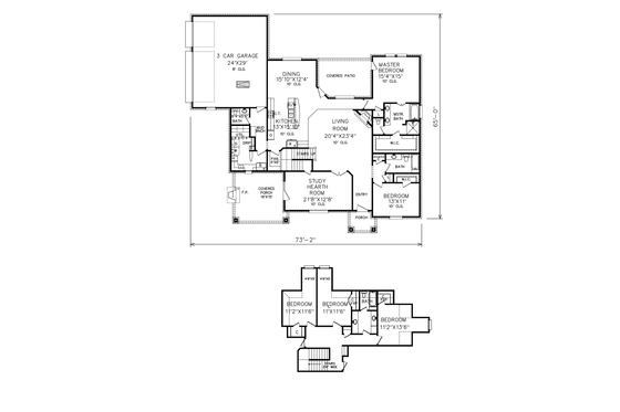 Floor Plan - Main Floor for European House Plan #65-536 - 5 bed, 3.5 bath