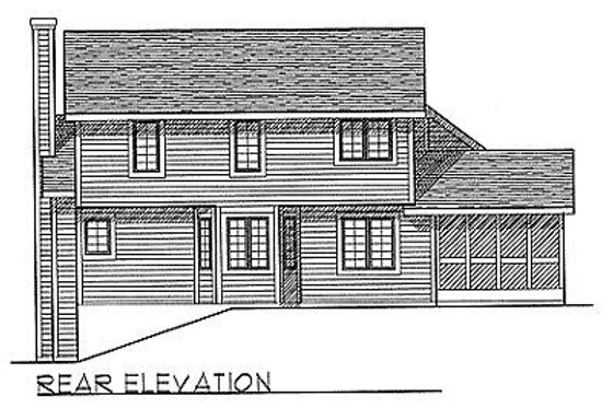 Exterior - Rear Elevation for Traditional House Plan #70-245 - 3 bed, 2.5 bath