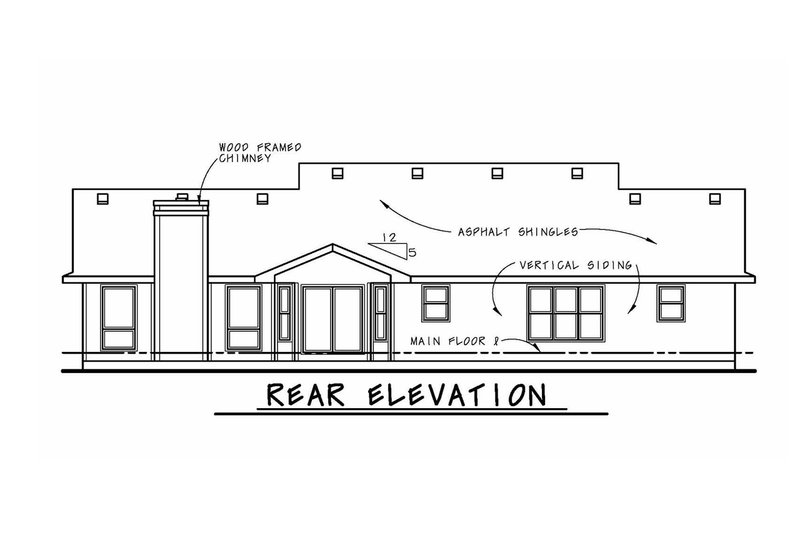 Home Plan - Exterior - Rear Elevation for Traditional House Plan #20-738 - 3 bed, 2 bath