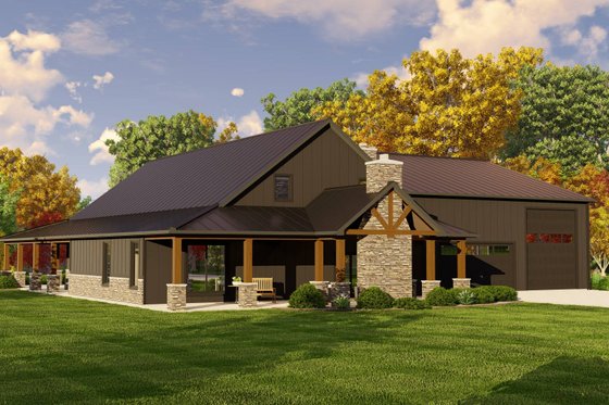 Exterior - Rear Elevation for Country House Plan #1064-238 - 3 bed, 2.5 bath