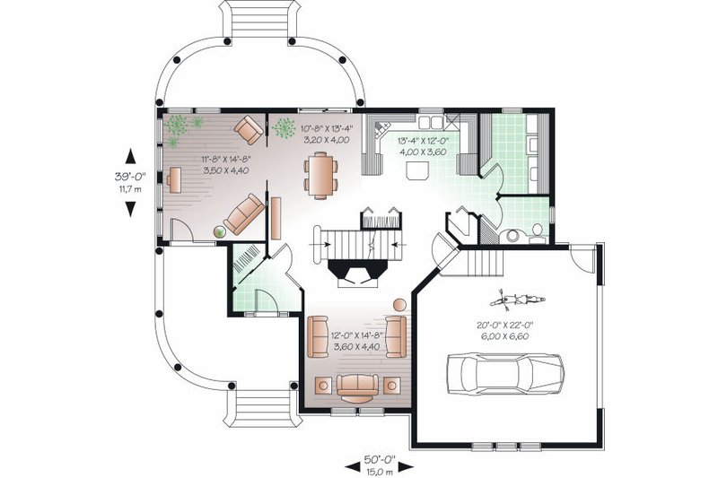 Home Plan - Floor Plan - Main Floor for Farmhouse House Plan #23-748 - 4 bed, 2.5 bath