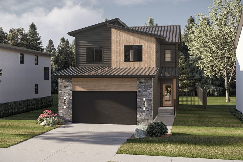 House Blueprint - Exterior - Front Elevation 3 for Modern House Plan #455-785 - 3 bed, 2.5 bath