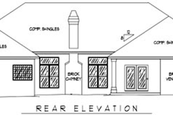 Exterior - Rear Elevation for Traditional House Plan #11-122 - 5 bed, 3.5 bath
