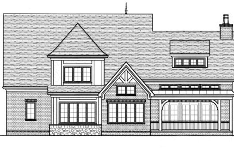 Architectural House Design - Exterior - Rear Elevation for European House Plan #413-815 - 4 bed, 3.5 bath