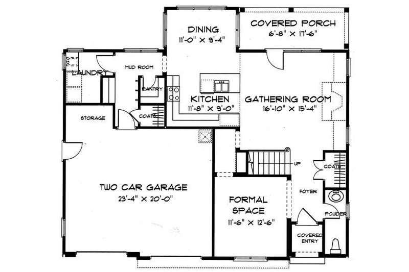 Home Plan - Floor Plan - Main Floor for Tudor House Plan #413-135 - 4 bed, 3.5 bath
