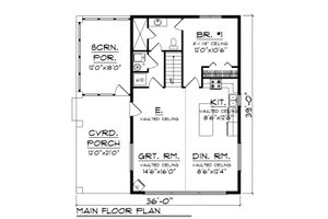 Floor Plan - Main Floor for Cabin House Plan #70-1476 - 1 bed, 1 bath