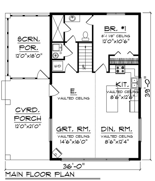Architectural House Design - Cabin Floor Plan - Main Floor Plan #70-1476